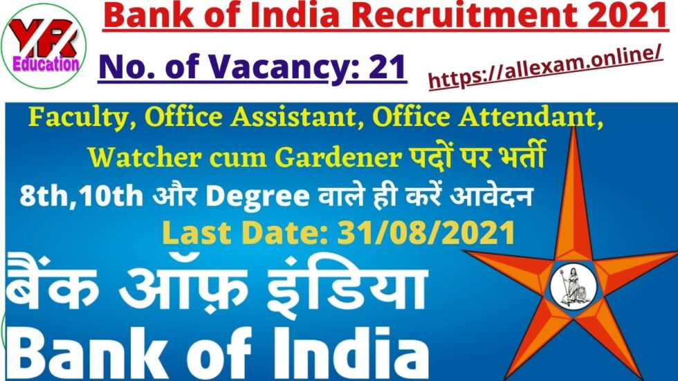 Bank of India Recruitment 2021