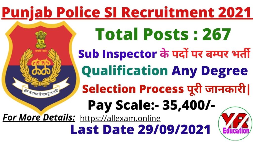 Punjab Police SI Recruitment 2021