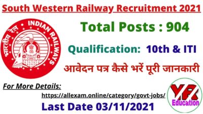 South Western Railway Recruitment 2021 – Apply Online for 904 Act Apprentice Vacancy