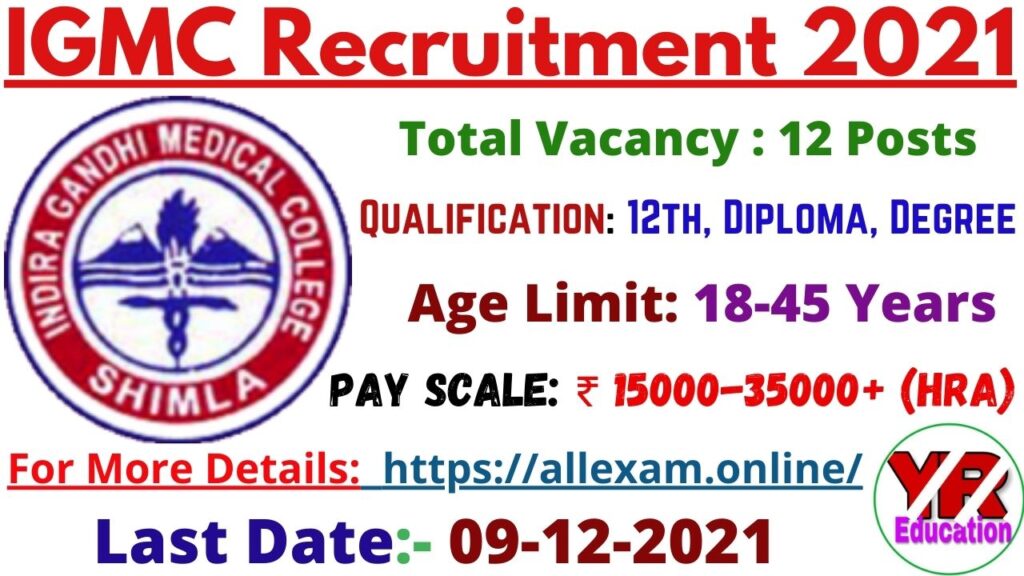 IGMC Shimla Recruitment 2021