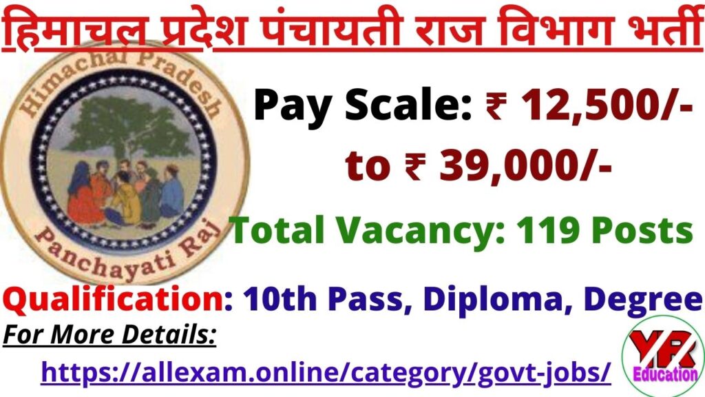 हिमाचल प्रदेश पंचायती राज आउटसोर्स भर्ती 2021| HP Panchayati Raj Outsource basis Recruitment 2021