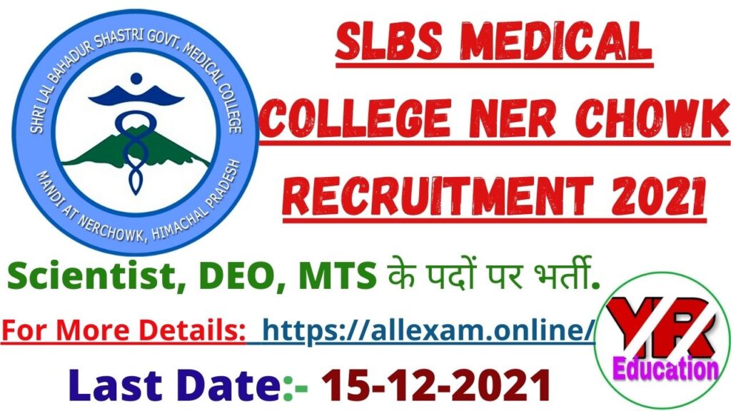 Shri Lal Bahadur Shastri Medical College Ner Chowk Recruitment 2021