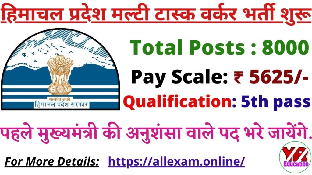 HP Multi Task Worker Bharti 2021 | हिमाचल प्रदेश मल्टी टास्क वर्कर भर्ती 2021