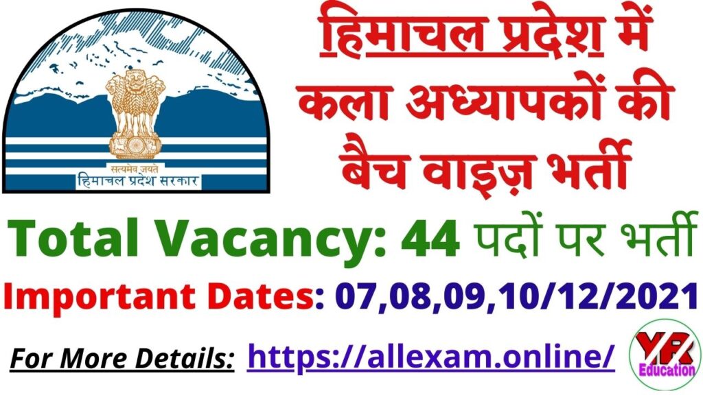 HP Drawing Master Recruitment 2021 | जिला शिमला में कला अध्यापक भर्ती 2021