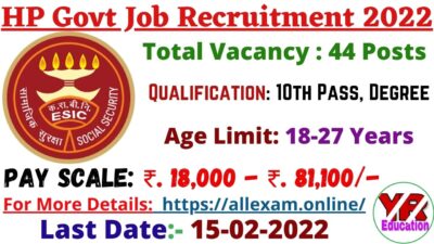 ESIC Himachal Clerk MTS Recruitment 2022