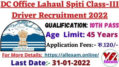 DC Office Lahaul Spiti Recruitment 2022