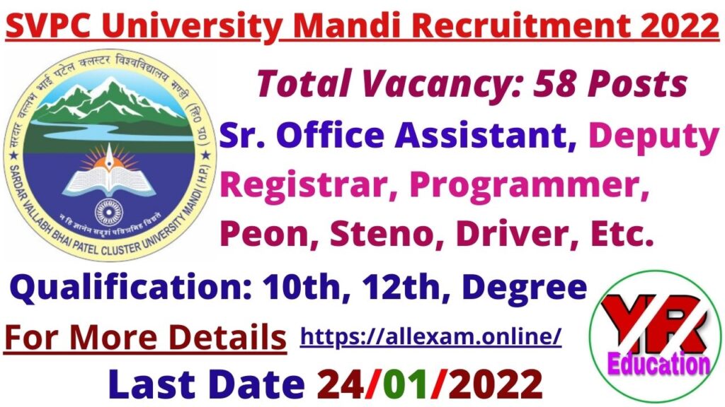 SVPC University Mandi Recruitment 2022