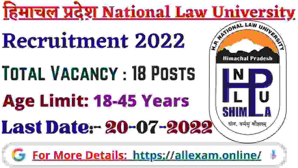 HPNLU Shimla Non Teaching Staff Recruitment 2022 Apply Online for 18 Posts