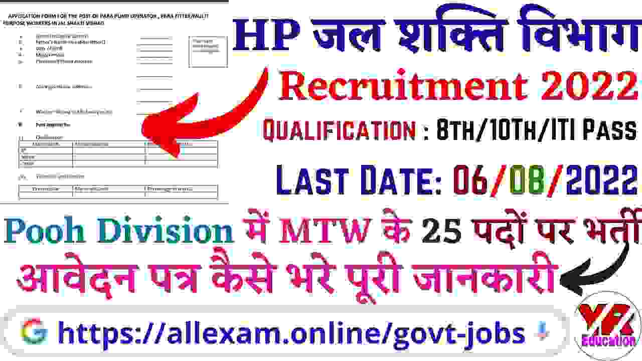 HP Jal Shakti Vibhag Pooh Division Recruitment 2022