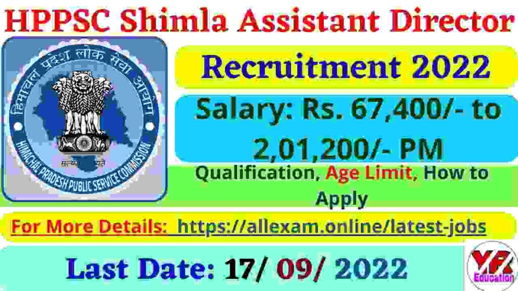 HPPSC Shimla Recruitment 2022 Apply Online for Assistant Director Posts