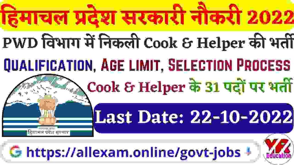 HPPWD Shimla Para Cook & Para Helper Recruitment 2022