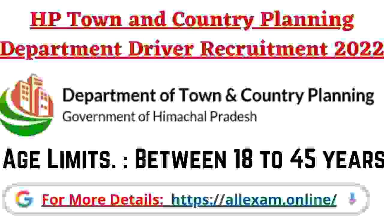 HP Town and Country Planning Department Driver Recruitment 2022