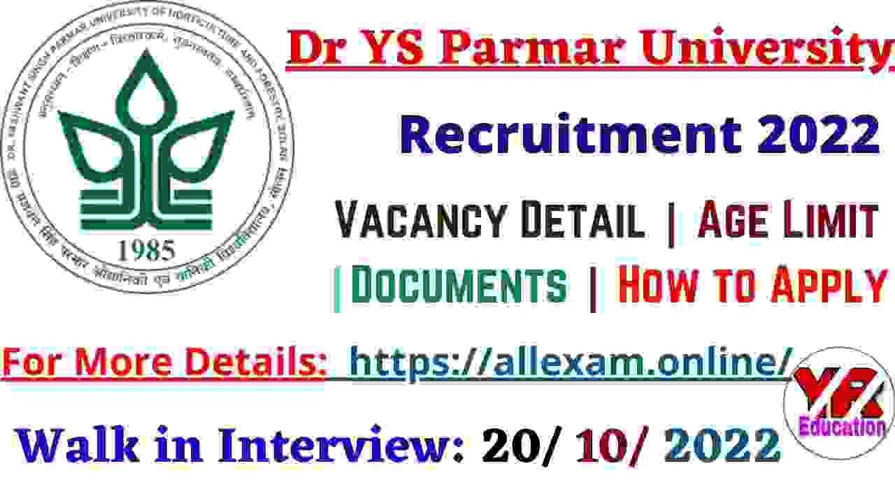 YSP Nauni Bee Professional Recruitment 2022,YSP Nauni Bee Professional Jobs Notification & Online application form 2022