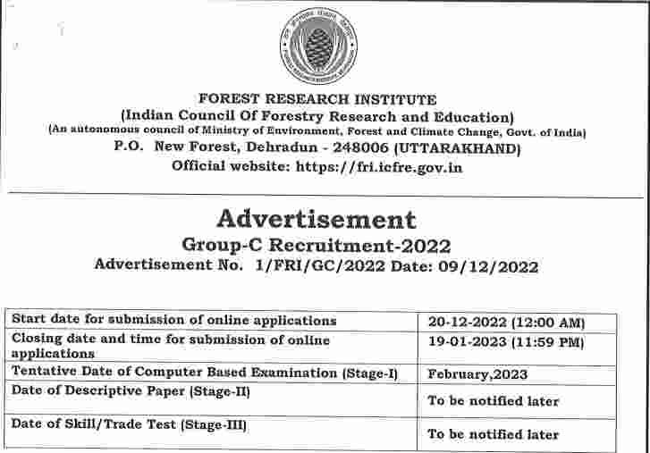 FRI Technician, LDC, Forest Guard & Other Posts Recruitment 2022