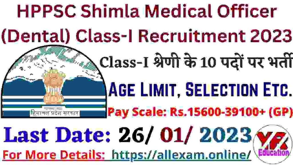 HPPSC Shimla Medical Officer Recruitment 2023 Apply Online for Class-I Posts