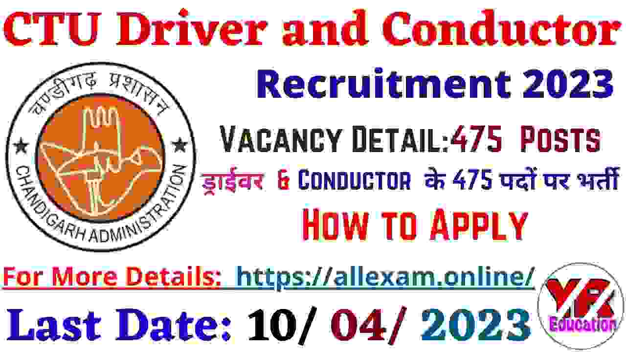 CTU Chandigarh Recruitment 2023 – Apply Online for 475 Driver and Conductor Posts