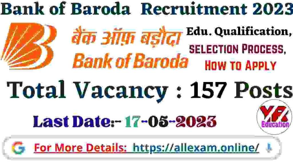 Bank of Baroda SO Recruitment 2023 – Apply Online for 157 Vacancies