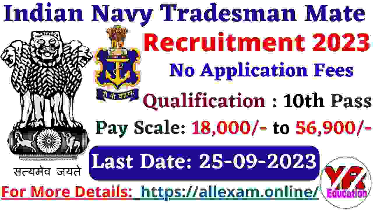 Indian Navy Latest Recruitment 2023 - Apply Online for 362 Tradesman Mate posts