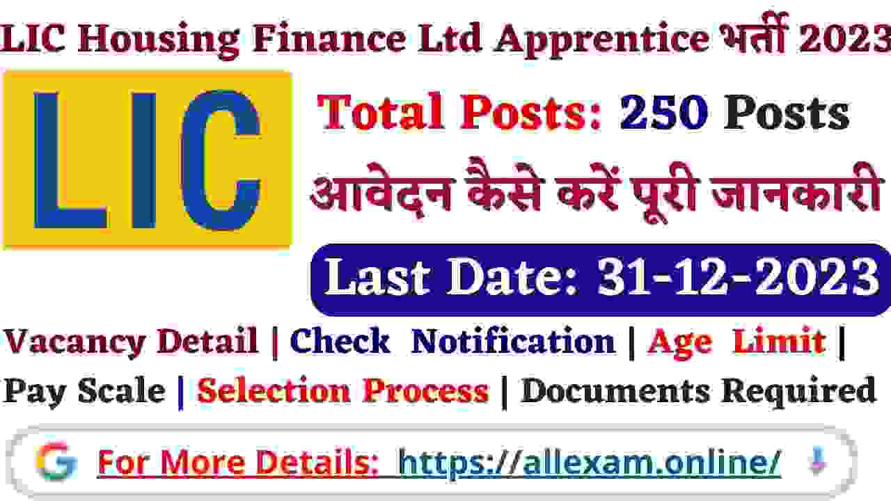 LIC Housing Finance Ltd Recruitment 2024 – Apply Online for 250 Apprentice Posts