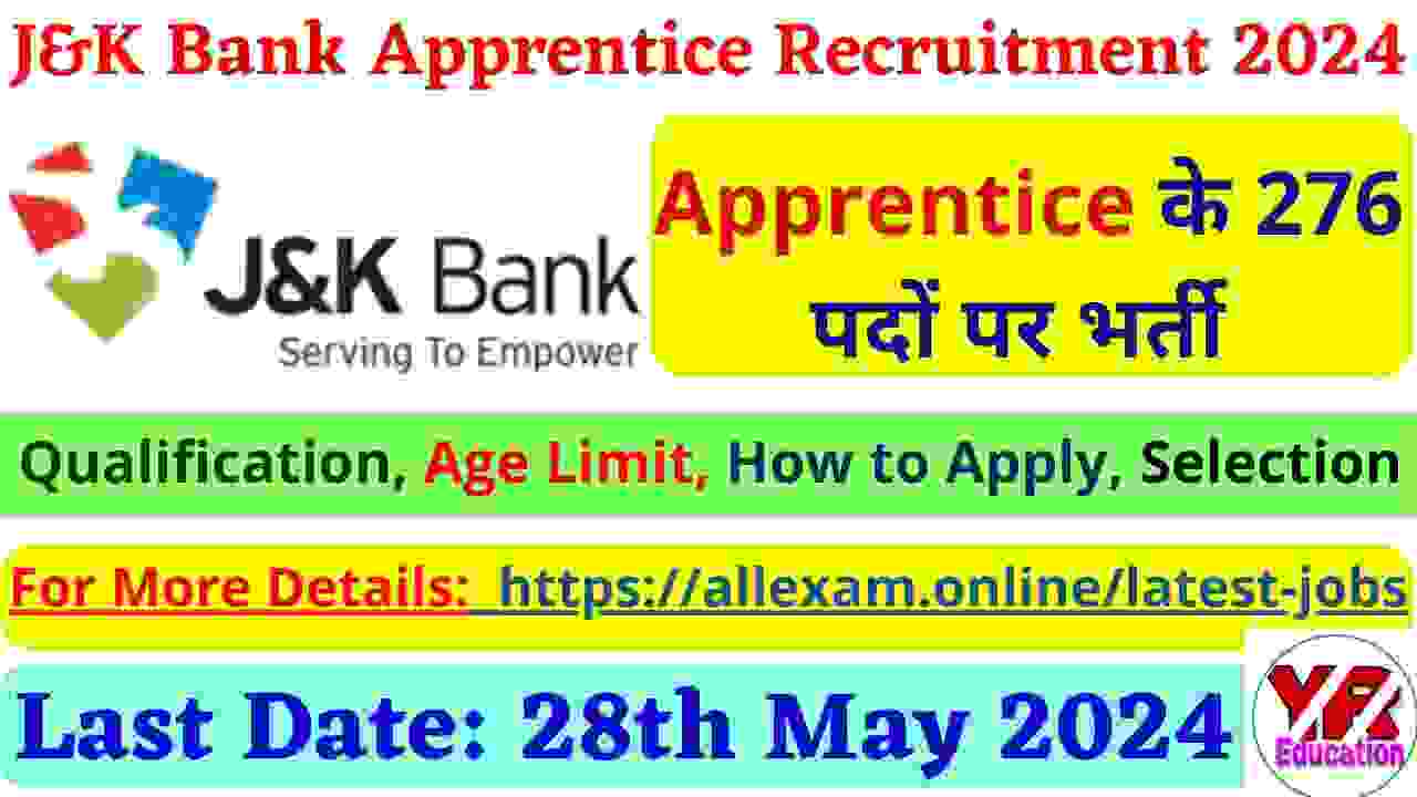 JK Bank Apprentice Recruitment 2024 Apply Online for 276 Posts