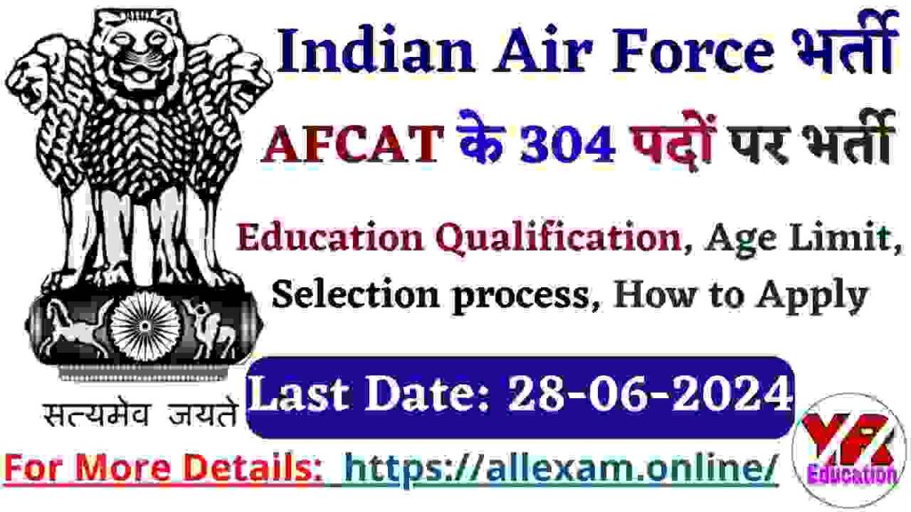 Indian Air Force AFCAT Application Form 2024 – Apply Online for 304 Posts