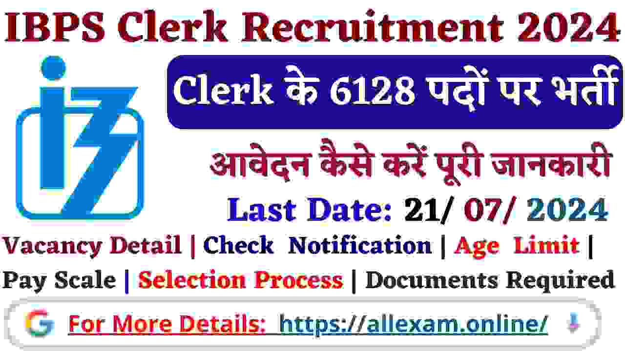 IBPS Clerk Recruitment 2024 Apply Online for 6128 Posts